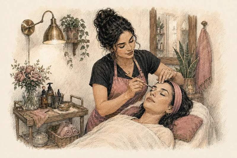 Cejas y pestañas en un pequeño negocio de belleza