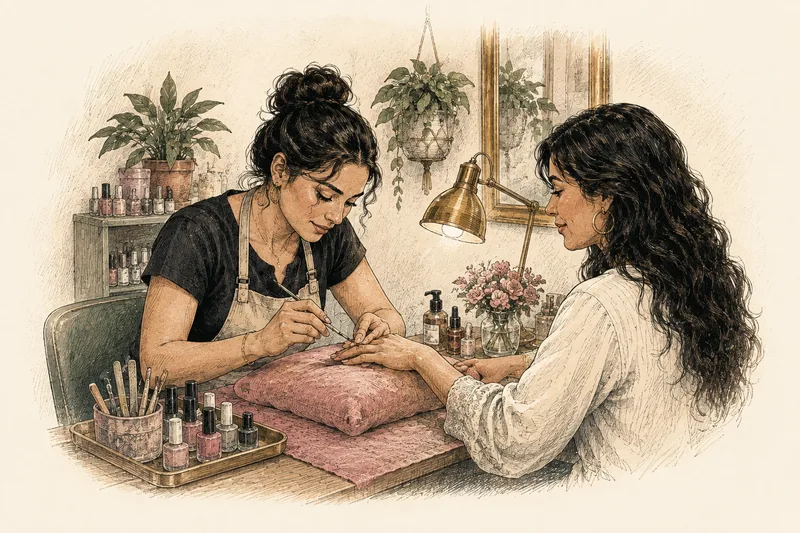 Estudios de uñas en un pequeño negocio de belleza